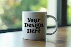 Coffee Mug Mockup Placed on A Blurred Window Product Image 1