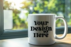 Coffee Mug Mockup Placed on A Blurred Window Product Image 1