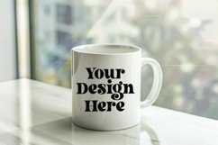Coffee Mug Mockup Placed on A Blurred Window Product Image 1