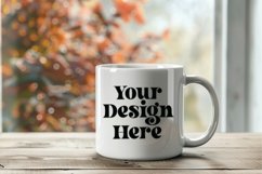 Coffee Mug Mockup Placed on A Blurred Window Product Image 1
