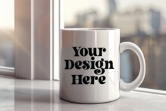Coffee Mug Mockup Placed on A Blurred Window Product Image 1