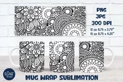 Floral Mandala Mug Sublimation Design for 12 OZ and 15 OZ Coffee and Tea Mugs. PNG Files Compatible with Cricut Mug Press