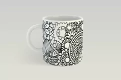 Floral Mandala Mug Sublimation Design for 12 OZ and 15 OZ Coffee and Tea Mugs. PNG Files Compatible with Cricut Mug Press
