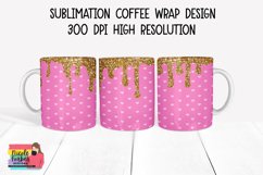 Gold Magenta Hearts | Coffee Mug Sublimation Product Image 1