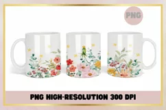 Watercolor Flowers Garden Coffee Mug Sublimation Wrap Product Image 1