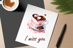 Watercolor clipart valentines day coffee mug or chocolate with hearts  on clear background. Romantic and flavorful illustration. High resolution and perfect quality for printing and sublimation.