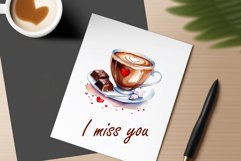 Watercolor clipart valentines day coffee mug or chocolate with hearts  on clear background. Romantic and flavorful illustration. High resolution and perfect quality for printing and sublimation.