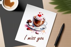 Watercolor clipart valentines day coffee mug or chocolate with hearts  on clear background. Romantic and flavorful illustration. High resolution and perfect quality for printing and sublimation.