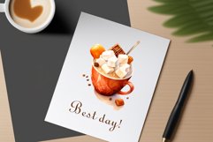Watercolor clipart winter hot coffee mug or chocolate on clear background. Cozy and flavorful illustration. High resolution and perfect quality for printing and sublimation.