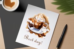 Watercolor clipart winter hot coffee mug or chocolate on clear background. Cozy and flavorful illustration. High resolution and perfect quality for printing and sublimation.