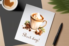 Watercolor clipart winter hot coffee mug or chocolate on clear background. Cozy and flavorful illustration. High resolution and perfect quality for printing and sublimation.