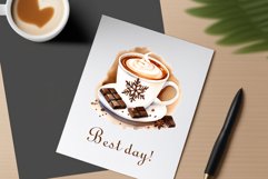 Watercolor clipart winter hot coffee mug or chocolate on clear background. Cozy and flavorful illustration. High resolution and perfect quality for printing and sublimation.