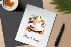 Watercolor clipart winter hot coffee mug or chocolate on clear background. Cozy and flavorful illustration. High resolution and perfect quality for printing and sublimation.