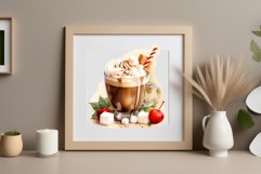 Watercolor clipart winter hot coffee mug or chocolate on clear background. Cozy and flavorful illustration. High resolution and perfect quality for printing and sublimation.