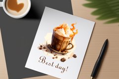 Watercolor clipart winter hot coffee mug or chocolate on clear background. Cozy and flavorful illustration. High resolution and perfect quality for printing and sublimation.