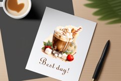 Watercolor clipart winter hot coffee mug or chocolate on clear background. Cozy and flavorful illustration. High resolution and perfect quality for printing and sublimation.