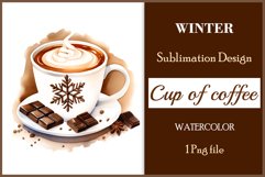 Watercolor clipart winter hot coffee mug or chocolate on clear background. Cozy and flavorful illustration. High resolution and perfect quality for printing and sublimation.