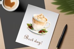 Watercolor clipart winter hot coffee mug or chocolate on clear background. Cozy and flavorful illustration. High resolution and perfect quality for printing and sublimation.