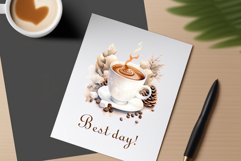 Watercolor clipart winter hot coffee mug or chocolate on clear background. Cozy and flavorful illustration. High resolution and perfect quality for printing and sublimation.