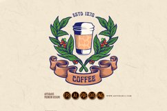 Coffee Plant Cup Glass with Banner Logo Vintage Product Image 5