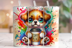 Coffee Please Tumbler Wrap, Funny Tumbler, Cute Dog Tumbler Product Image 1