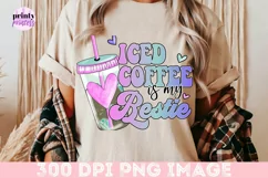 Iced Coffee is My Bestie Png, Funny Skeleton Sublimation PNG Product Image 2