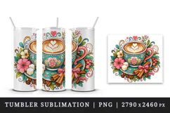 Coffee tumbler, mug wrap, clipart sublimation design Product Image 4