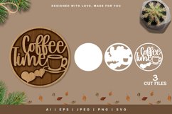 Coffee Time, Coffee Cup with Hearts in Round Shape Lasercut Product Image 1