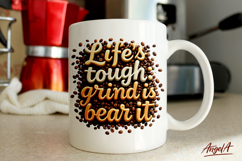 Funny coffee saying, Sublimation mug design PNG, puns, Product Image 1
