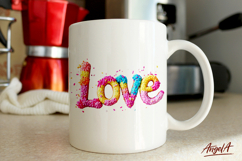 Mug sublimation design, word Love 3d text effect Product Image 1