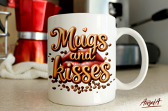Funny coffee quotes, mugs and kisses, coffee mug sublimation Product Image 1
