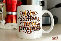 Coffee clipart, coffee quotes mug sublimation, 3d lettering Product Image 1