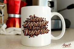 Coffee mug sublimation, coffee quotes clipart, espresso PNG Product Image 1