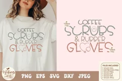 Coffee scrubs and rubber gloves png svg, coffee lover nurse Product Image 1