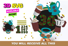 Coffee cake topper 3D SVG Product Image 1
