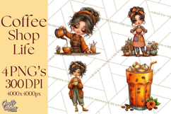 Coffee Shop Clip Art, Cafe Life, People Art PNG Graphics Product Image 1