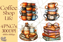 Coffee Shop Clip Art, Cafe Life, People Art PNG Graphics Product Image 1