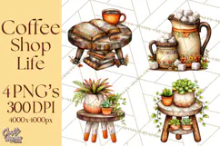 Coffee Shop Clip Art, Cafe Life, People Art PNG Graphics Product Image 1