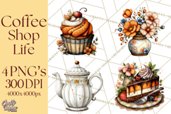 Coffee Shop Clip Art, Cafe Life, People Art PNG Graphics Product Image 1