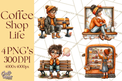 Coffee Shop Clip Art, Cafe Life, People Art PNG Graphics Product Image 1