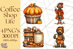 Coffee Shop Clip Art, Cafe Life, People Art PNG Graphics Product Image 1