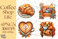 Coffee Shop Clip Art, Cafe Life, People Art PNG Graphics Product Image 1