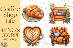 Coffee Shop Clip Art, Cafe Life, People Art PNG Graphics Product Image 1