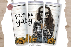 Coffee Girly Fall Skeleton Tumbler Wrap PNG Product Image 1