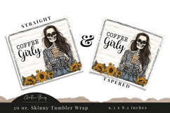 Coffee Girly Fall Skeleton Tumbler Wrap PNG Product Image 3