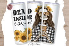 Dead Inside But Spice Fall Skeleton Tumbler Wrap PNG Product Image 1