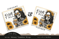 Its Fall Yall Skeleton Tumbler Wrap PNG Product Image 3