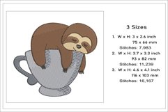 Sloth with coffee embroidery file Product Image 2
