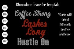 Coffee - Lashes - Hustle Rhinestone SVG Template Product Image 1