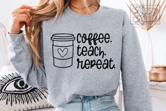 Coffee Teach Repeat SVG PNG - Retro Teacher Shirt Product Image 2